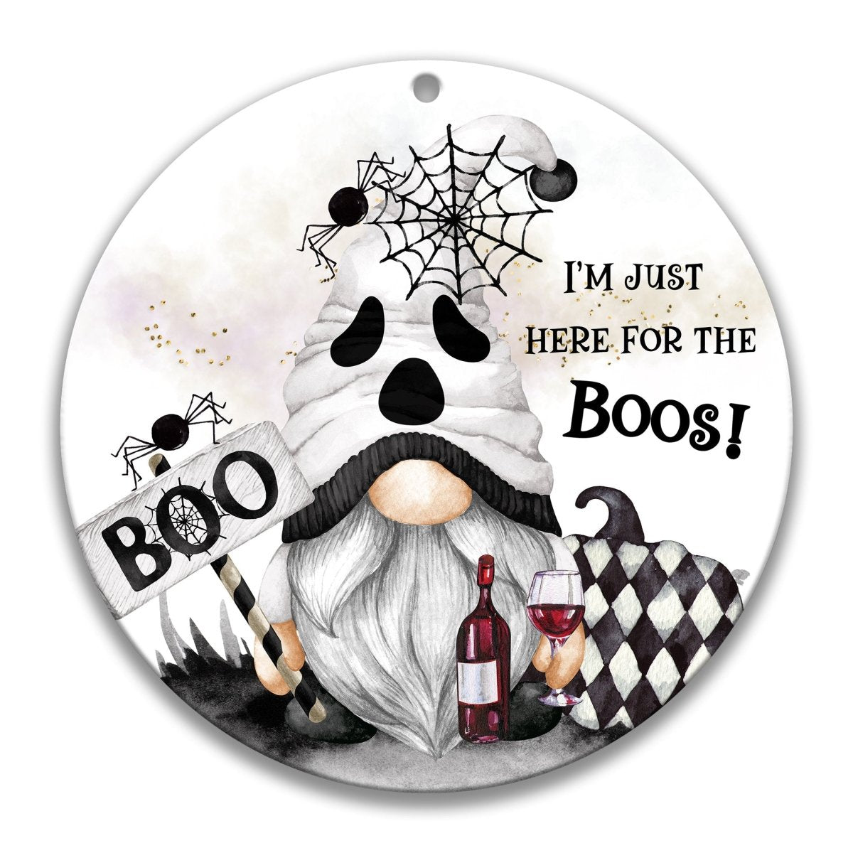 Cute Ghost Gnome Halloween Metal Sign