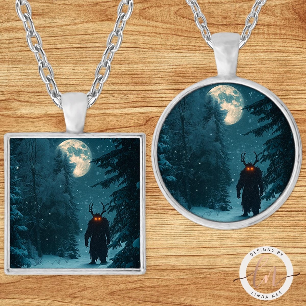 Horned Forest Cryptid Pendant Necklace