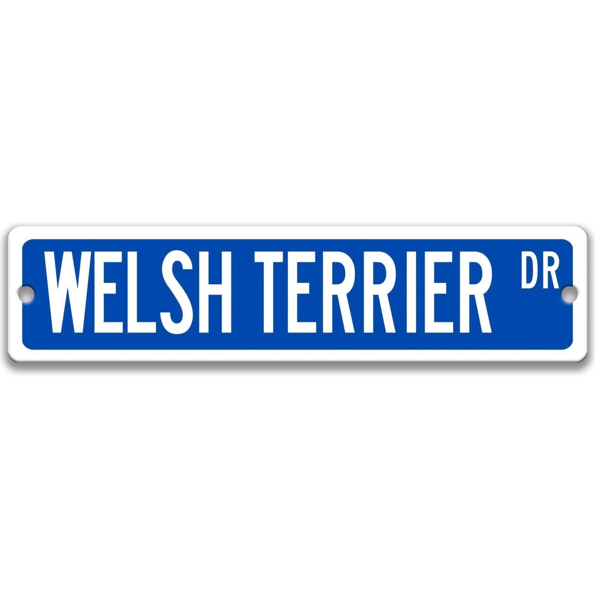 Red Welsh Terrier DR aluminum street sign with white lettering