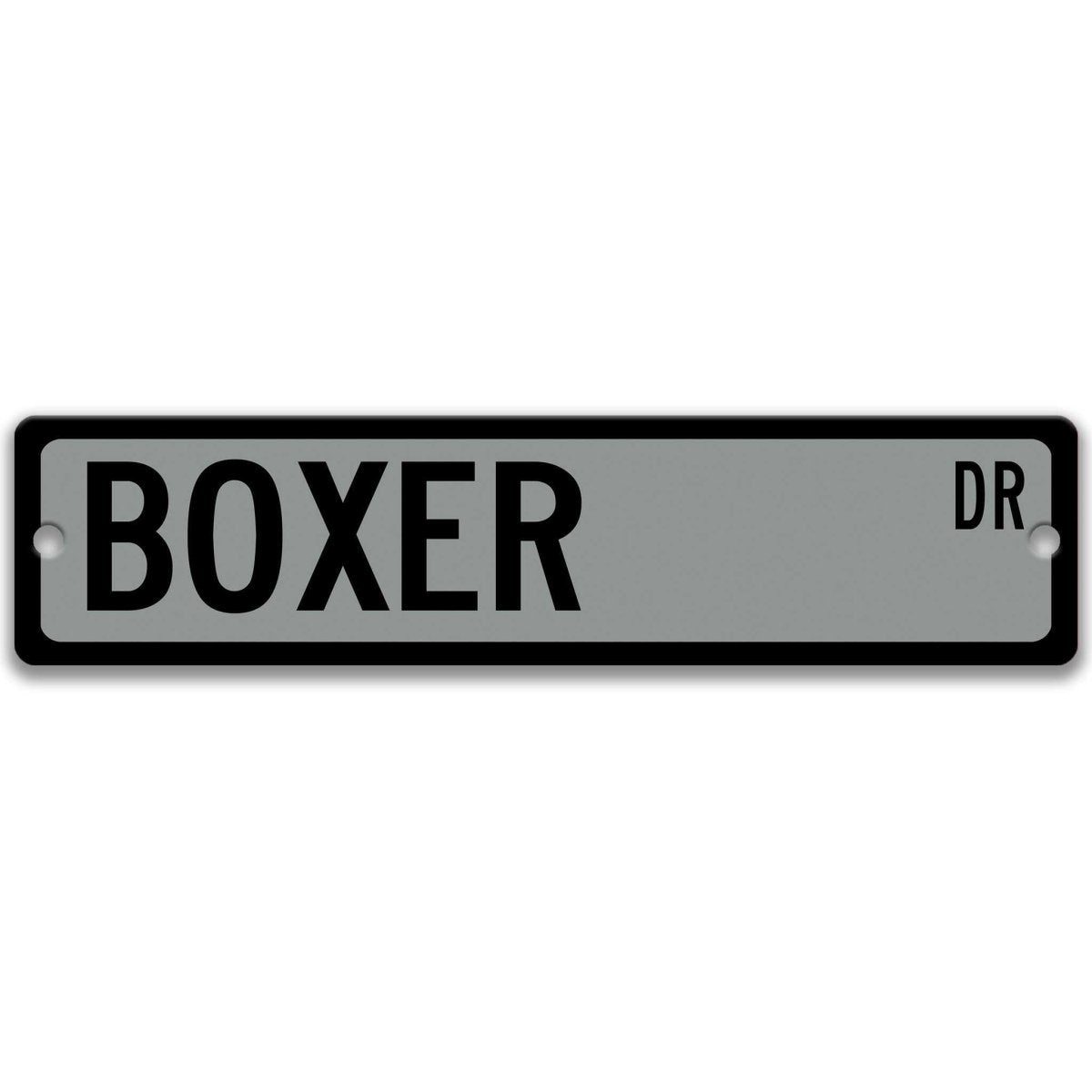 Brown Boxer Dog DR aluminum street sign with white lettering