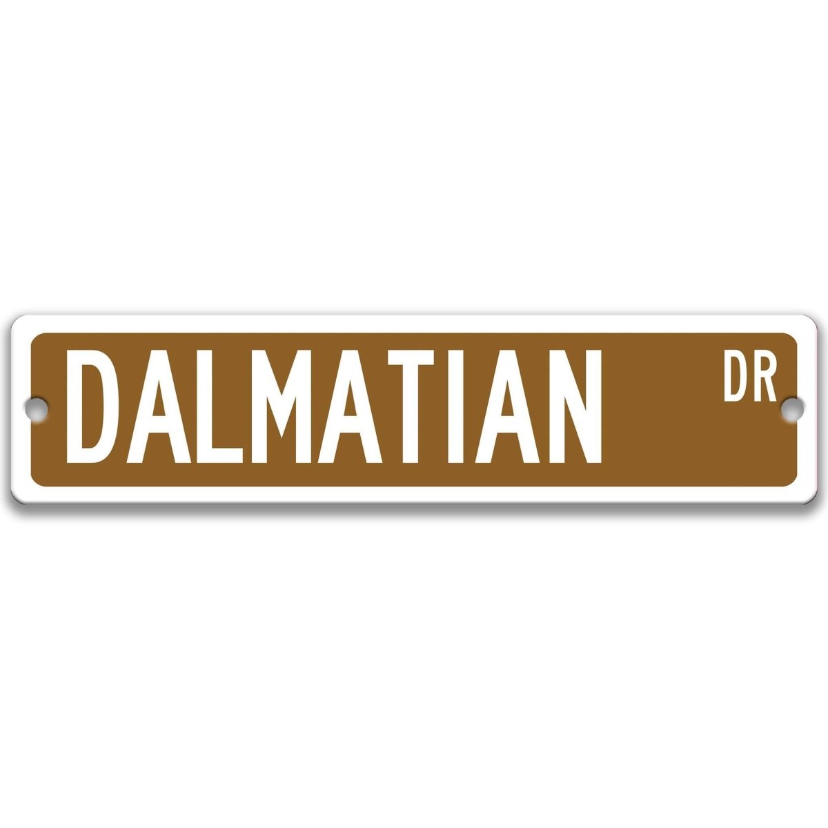 Blue Dalmatian DR aluminum street sign with white lettering