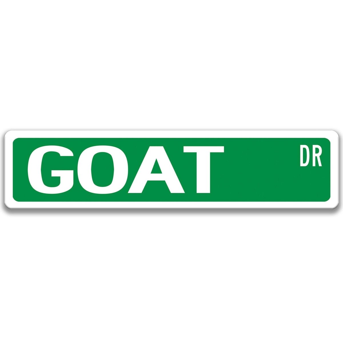 Goat metal street sign with black goat silhouette, customizable background color, heavy gauge aluminum