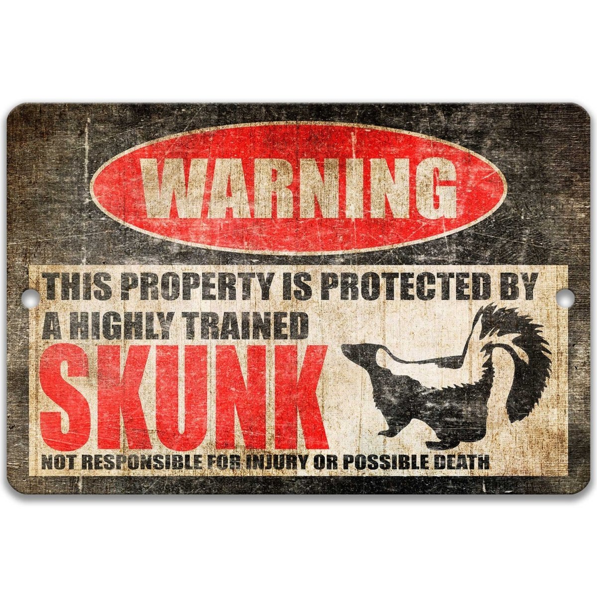 Funny Skunk Metal Animal Sign