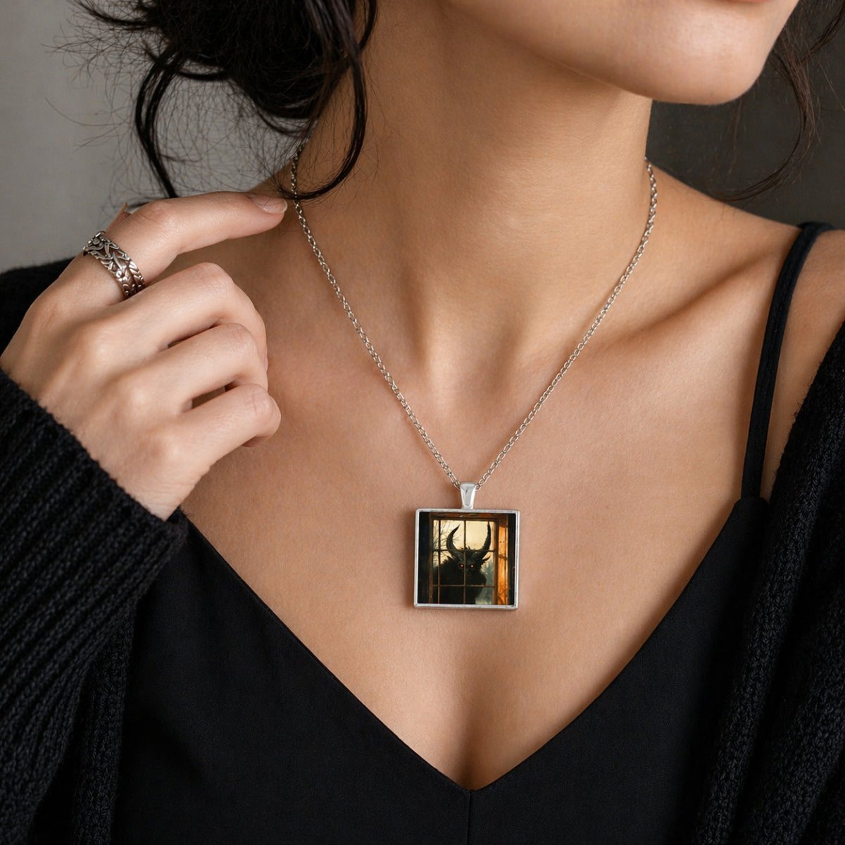 Krampus Gothic Christmas Pendant Necklace