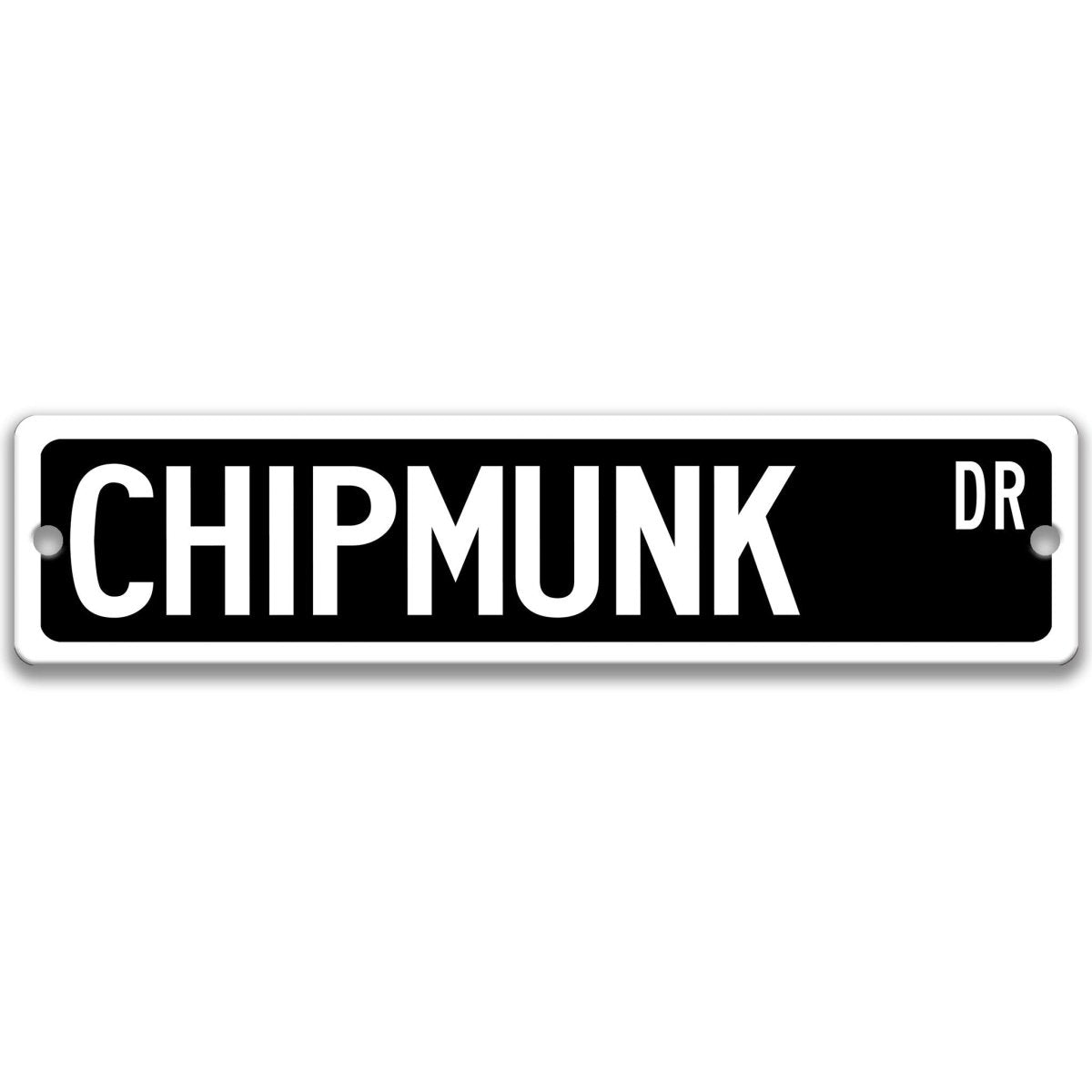 Chipmunk metal street sign in black background