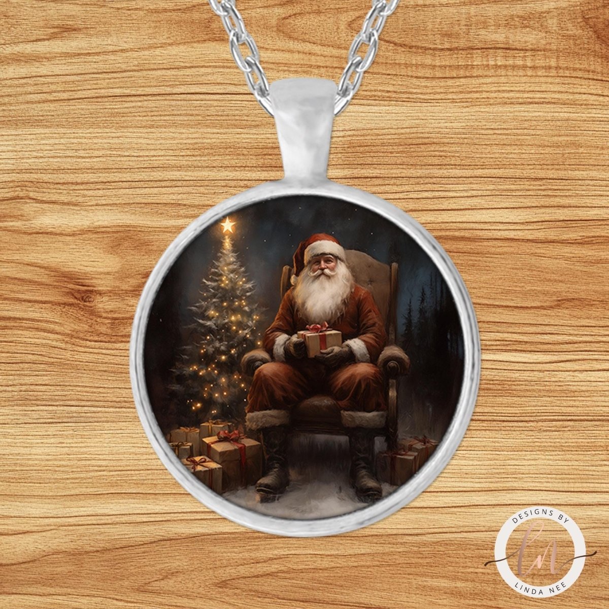 Christmas Eve Santa Pendant Necklace