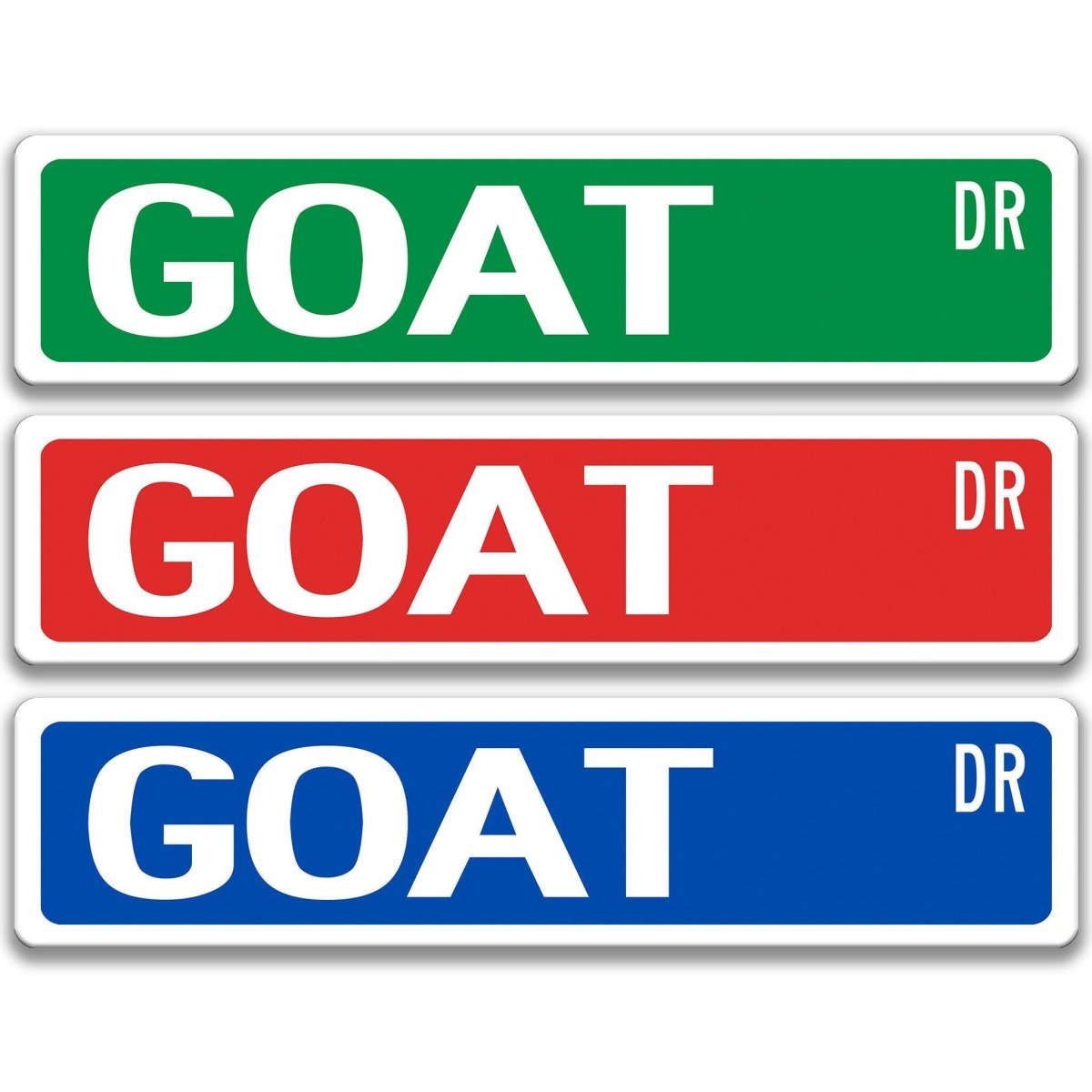 Goat metal street sign with black goat silhouette, customizable background color, heavy gauge aluminum