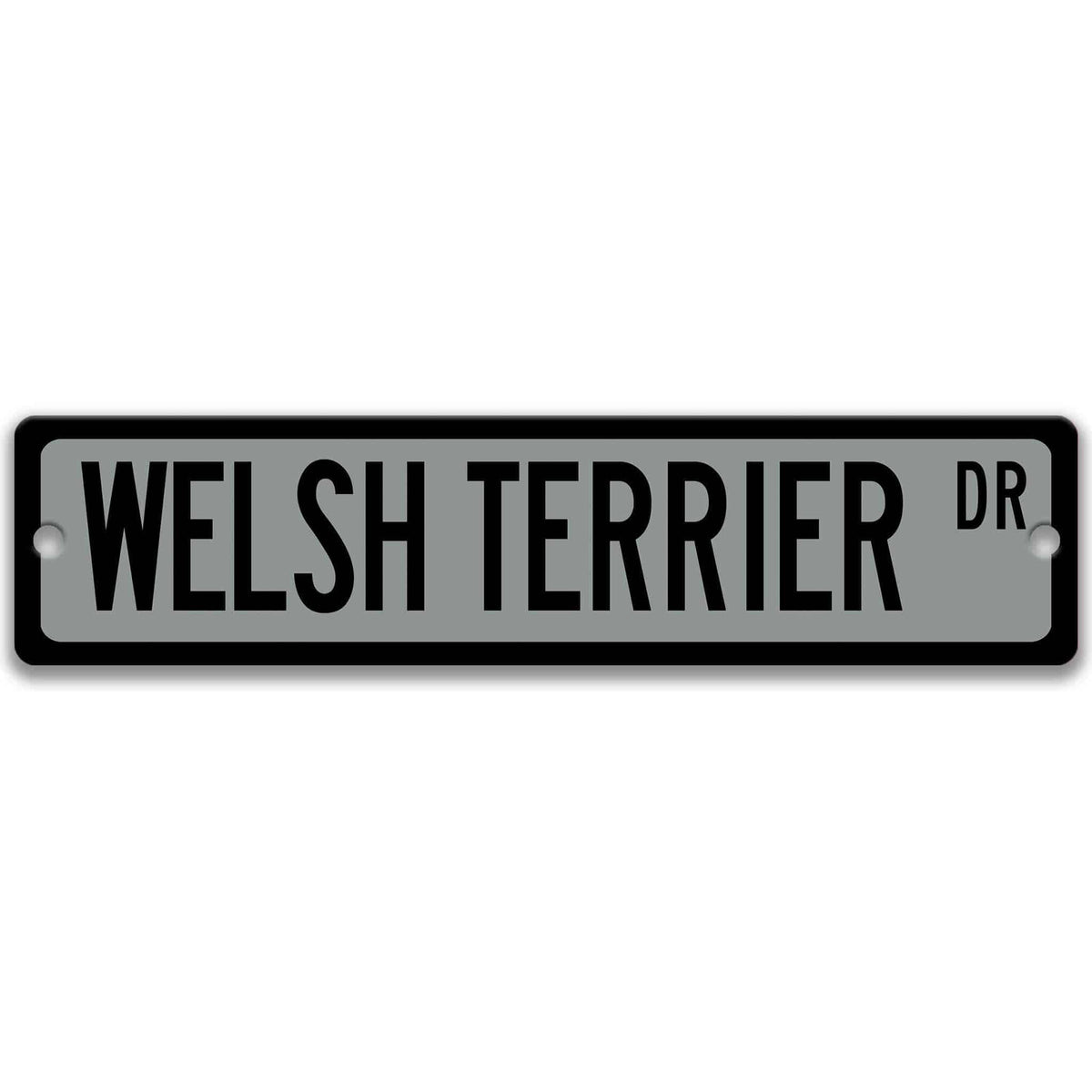 Green Welsh Terrier DR aluminum street sign with white lettering
