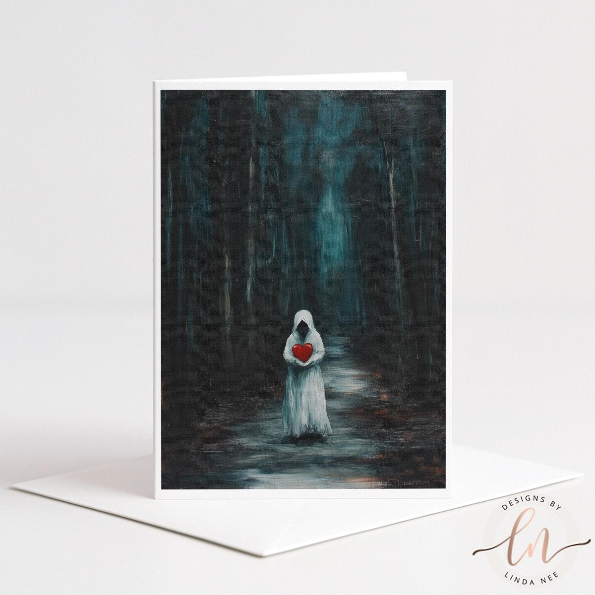 Cloaked Figure Gothic Valentine Note Card