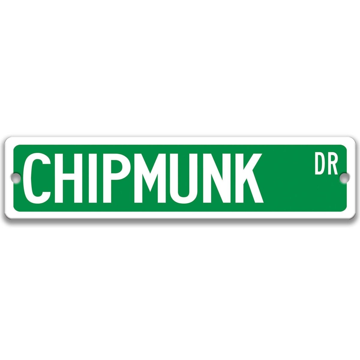 Chipmunk metal street sign in green background