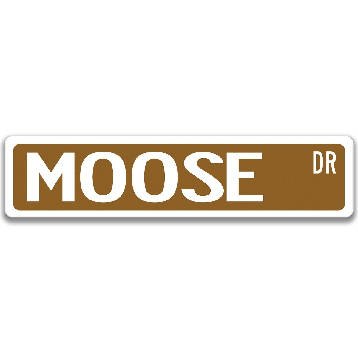 Moose metal street sign in brown background