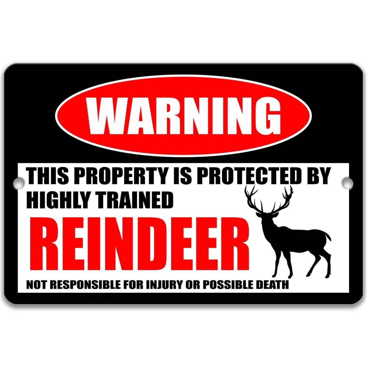 Rustic Reindeer Metal Warning Sign