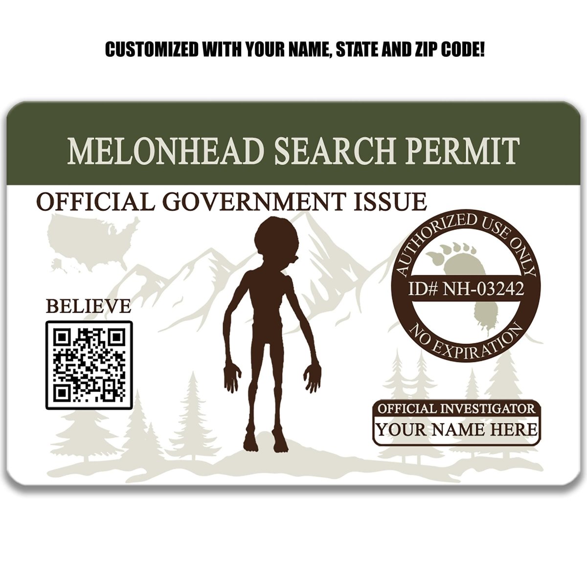 Personalized Melonhead Search Permit Card