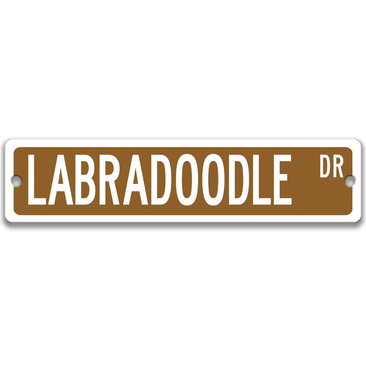 Blue Labradoodle DR aluminum street sign with white lettering