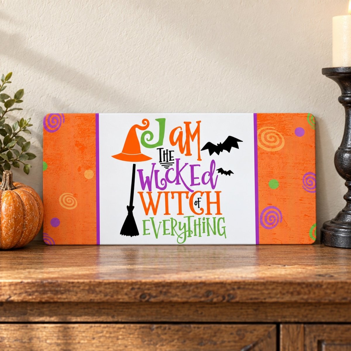 Close view of the Wicked Witch of Everything sign artwork