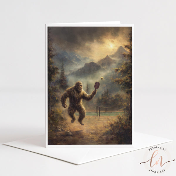 Bigfoot Playing Pickleball Note Card