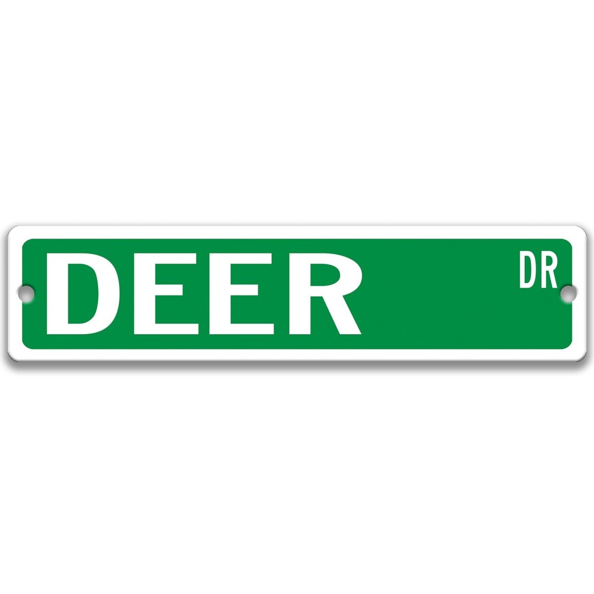 Deer metal street sign in green background