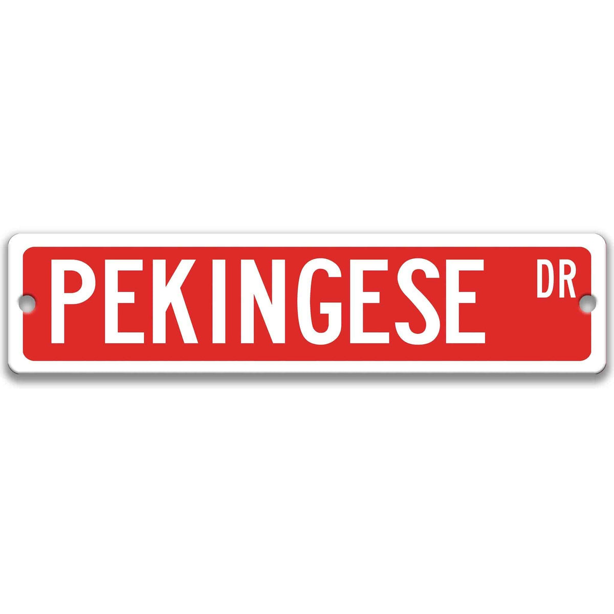 Blue Pekingese DR aluminum street sign with white lettering
