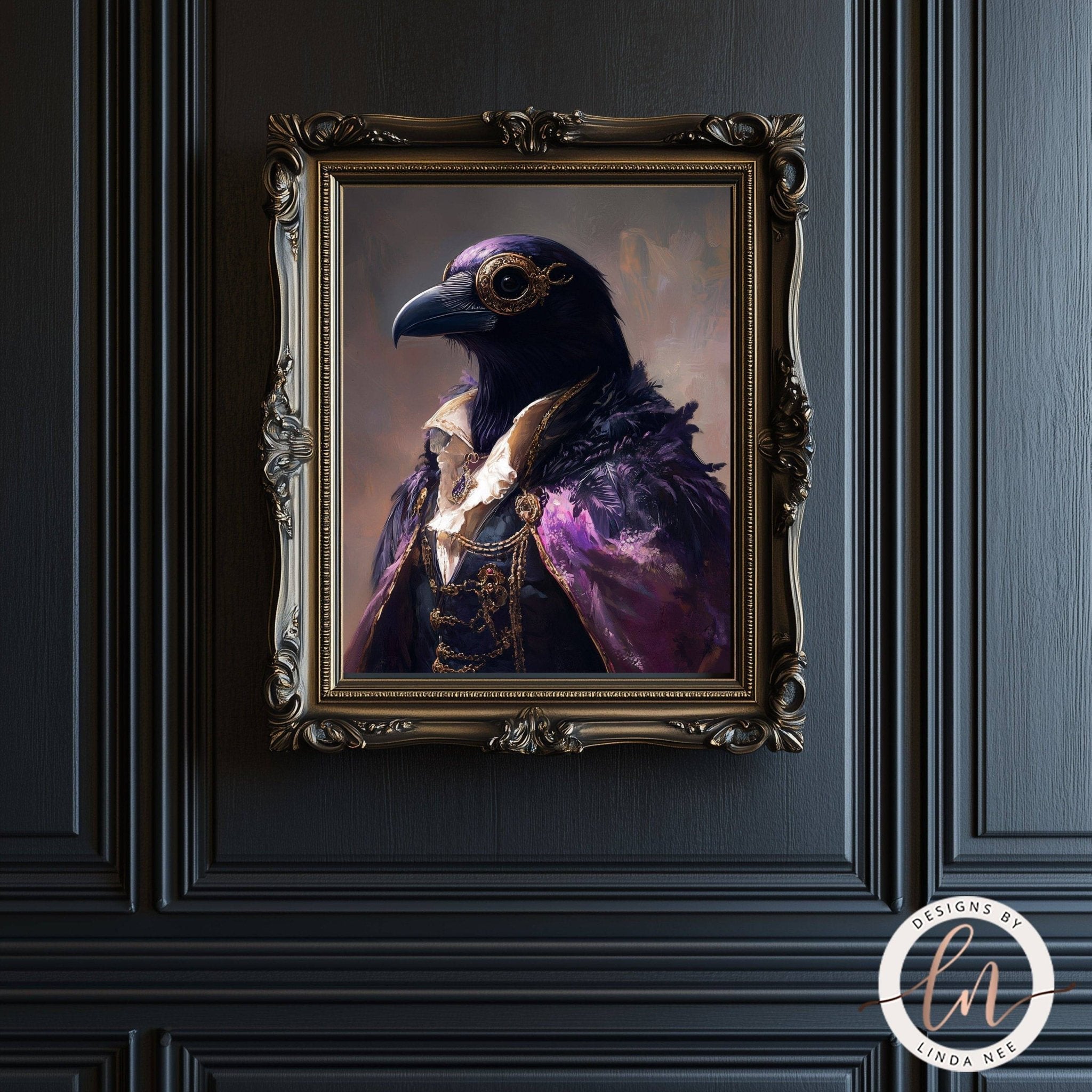 Anthropomorphic Noble Raven Wall Art - Metal or Paper