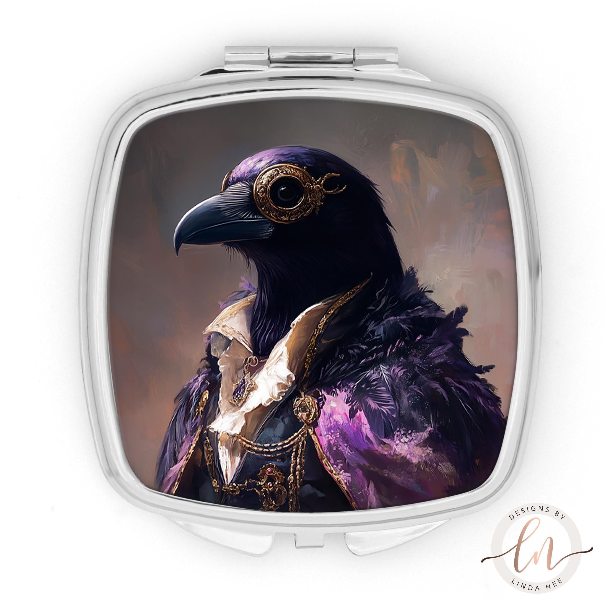 Anthropomorphic Raven Pocket Mirror - Gothic Fashion Gift