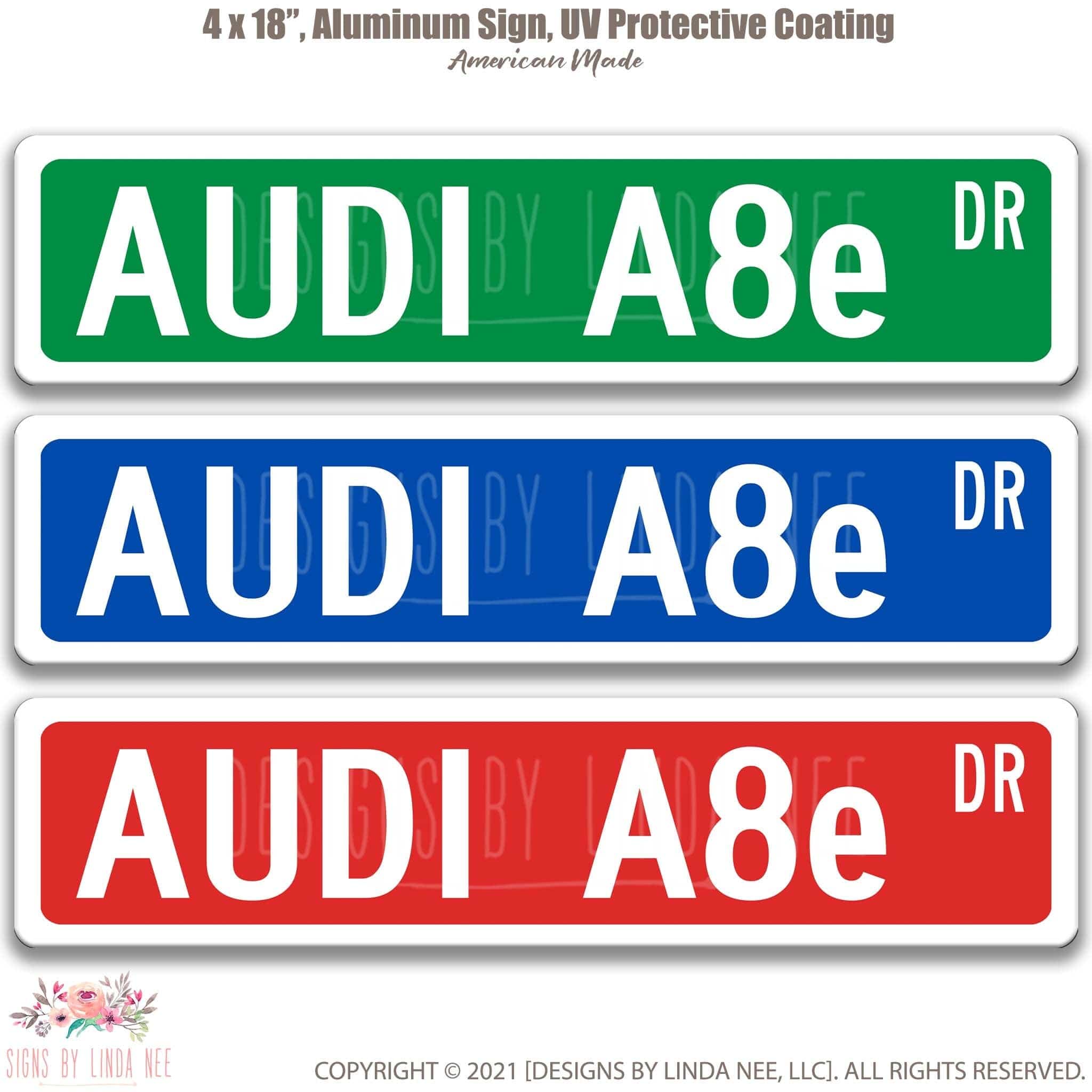 Audi A8e Metal Street Sign