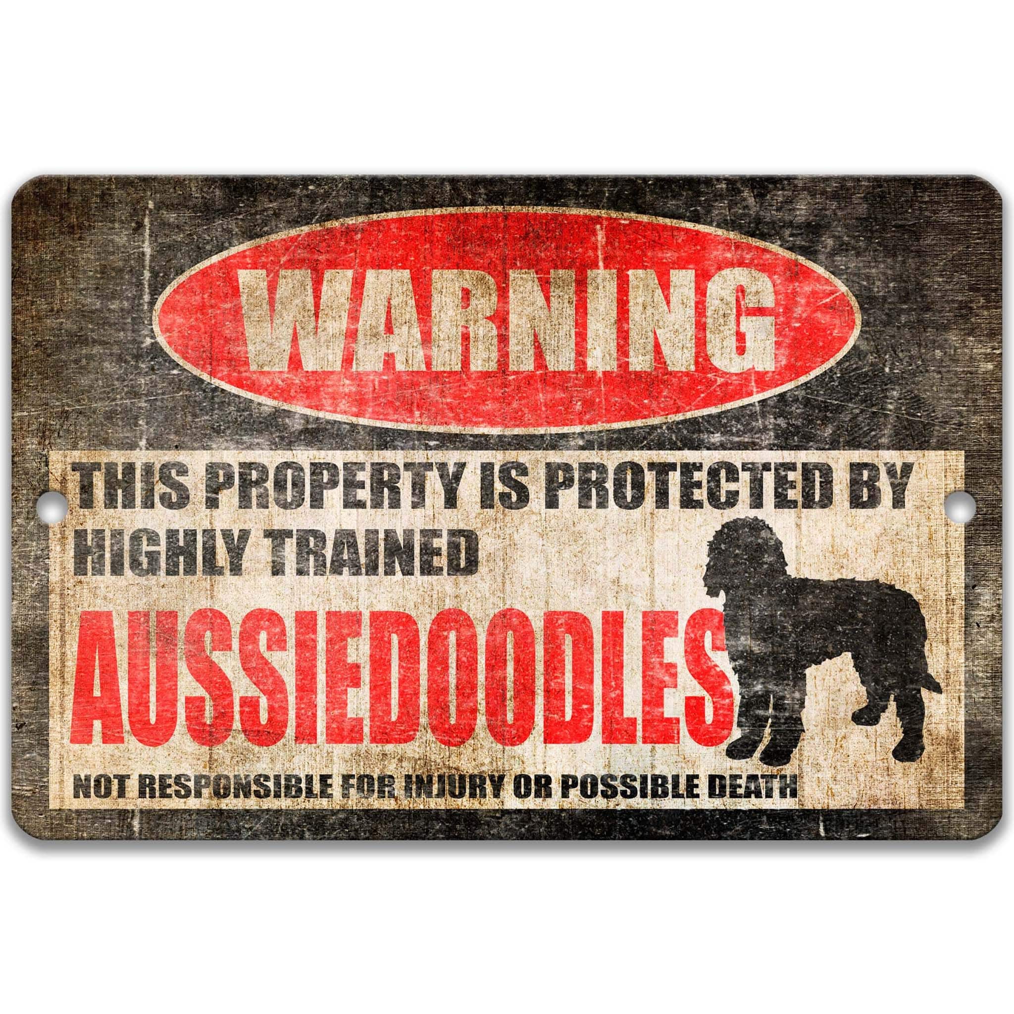 Aussiedoodle Dog Lover Gift - Custom Metal Street Sign for Dog Owners - Patio Signanimal