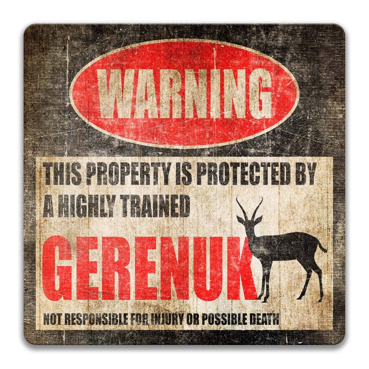 Gerenuk Area Warning Metal Sign