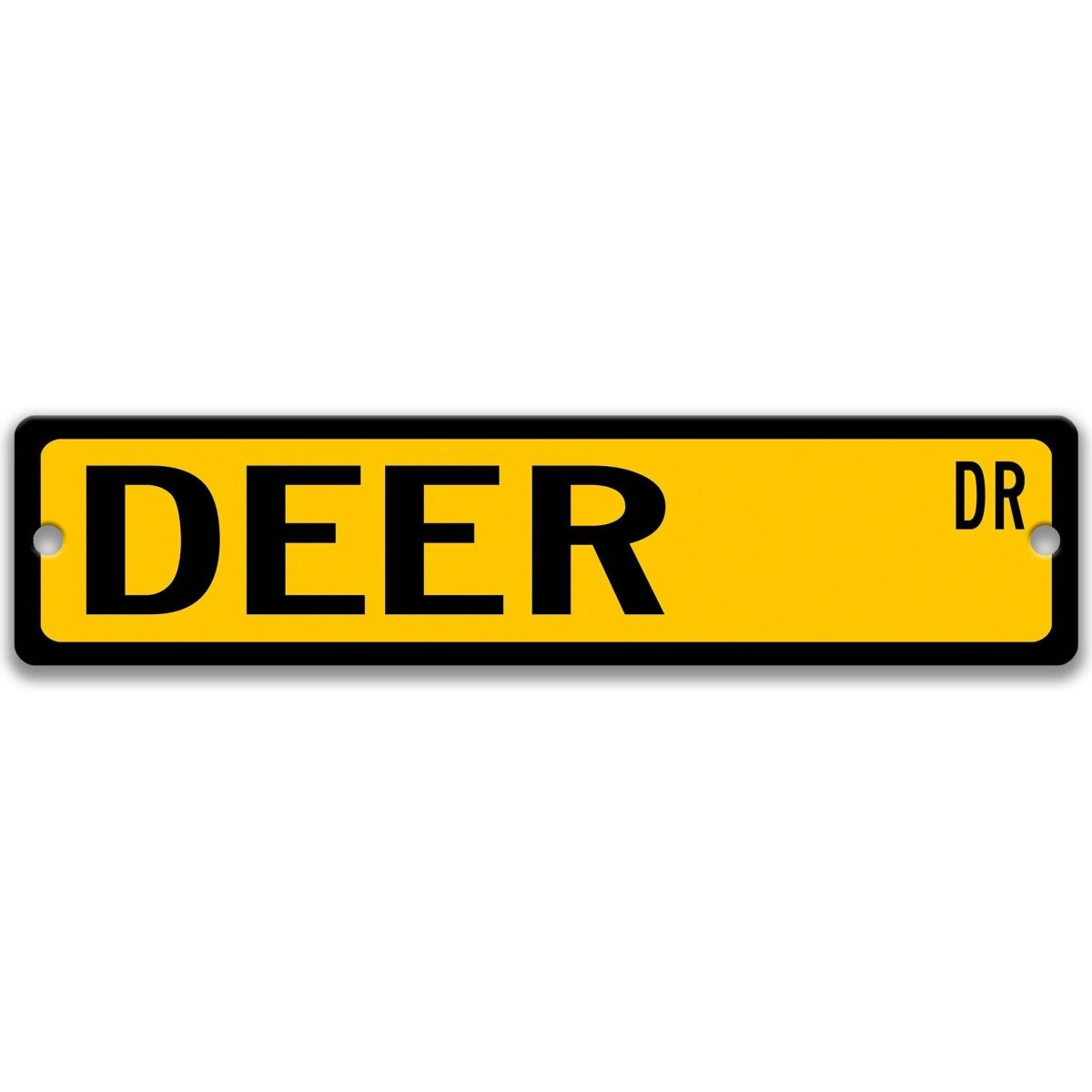 Deer metal street sign in yellow background