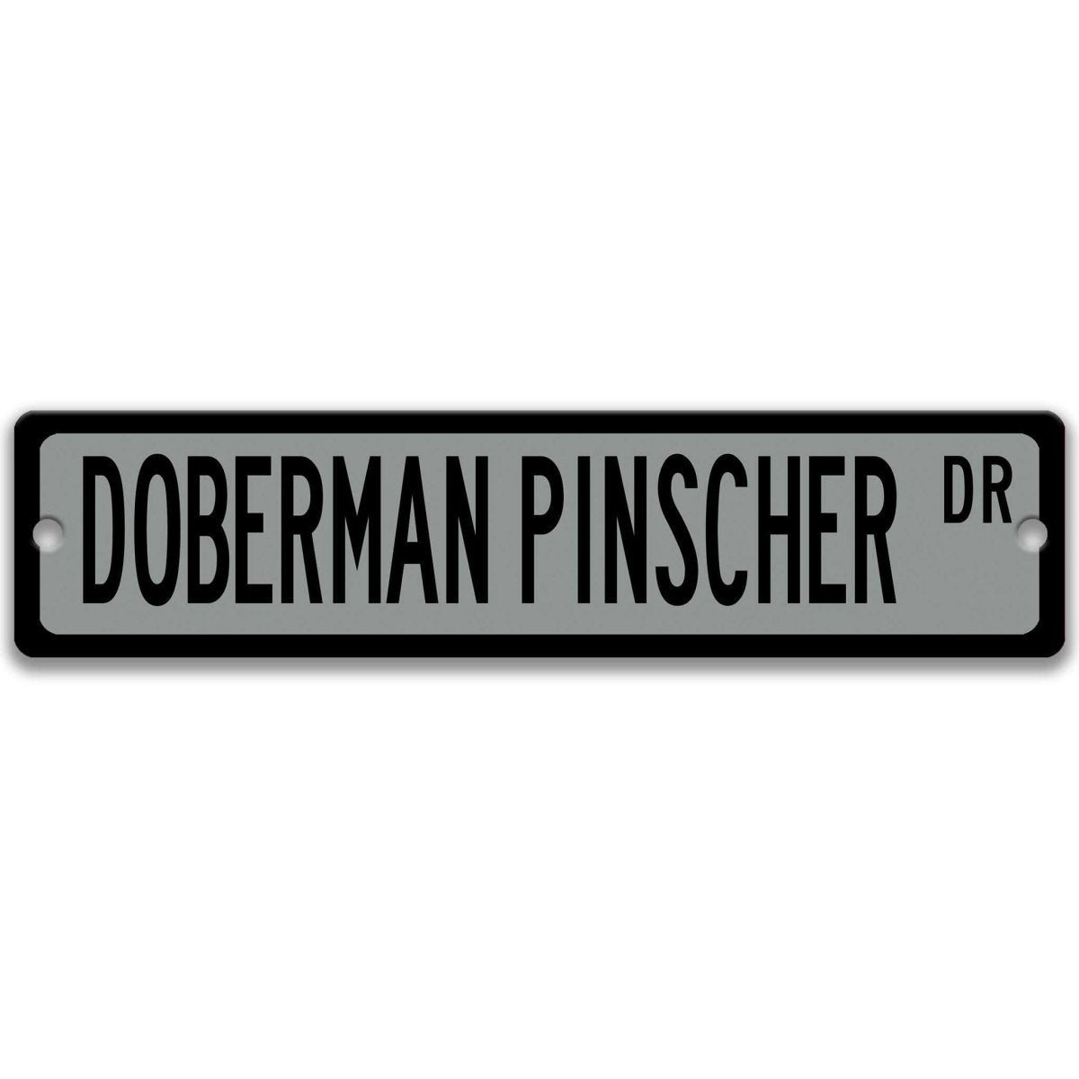 Brown Doberman Pinscher DR aluminum street sign with white lettering