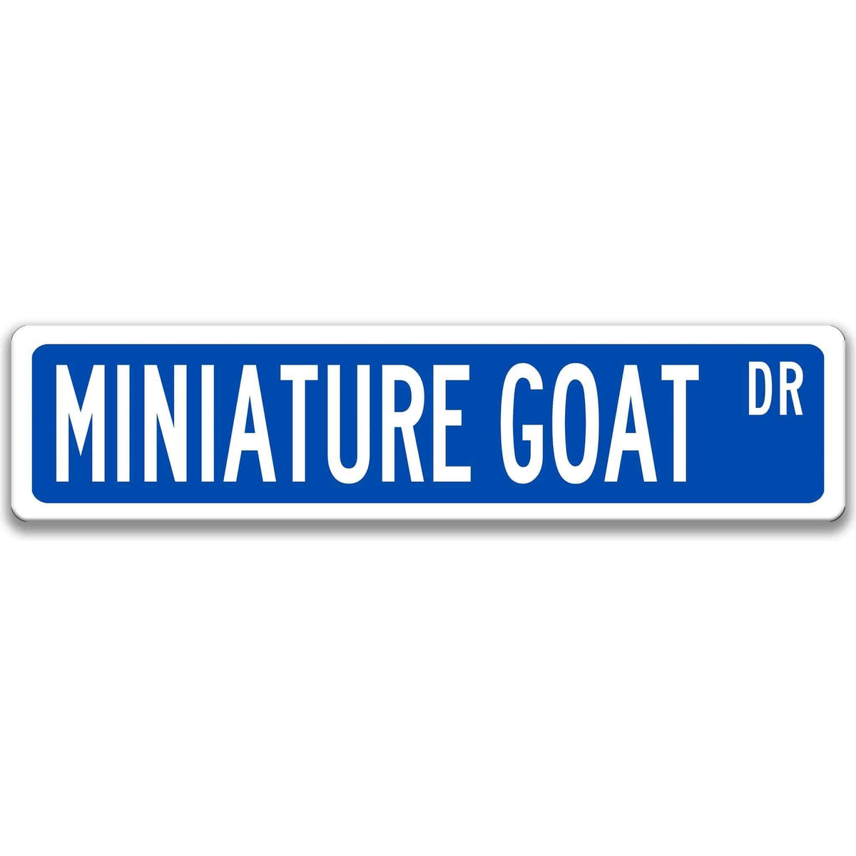 Miniature goat metal street sign with black goat silhouette, customizable background color, heavy gauge aluminum