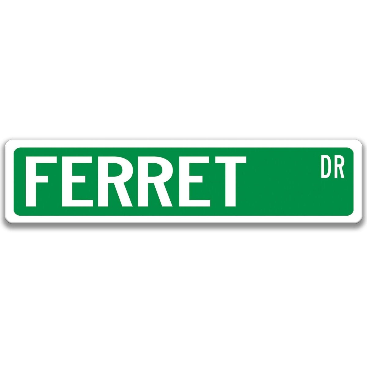 Ferret Street Name metal sign with green background