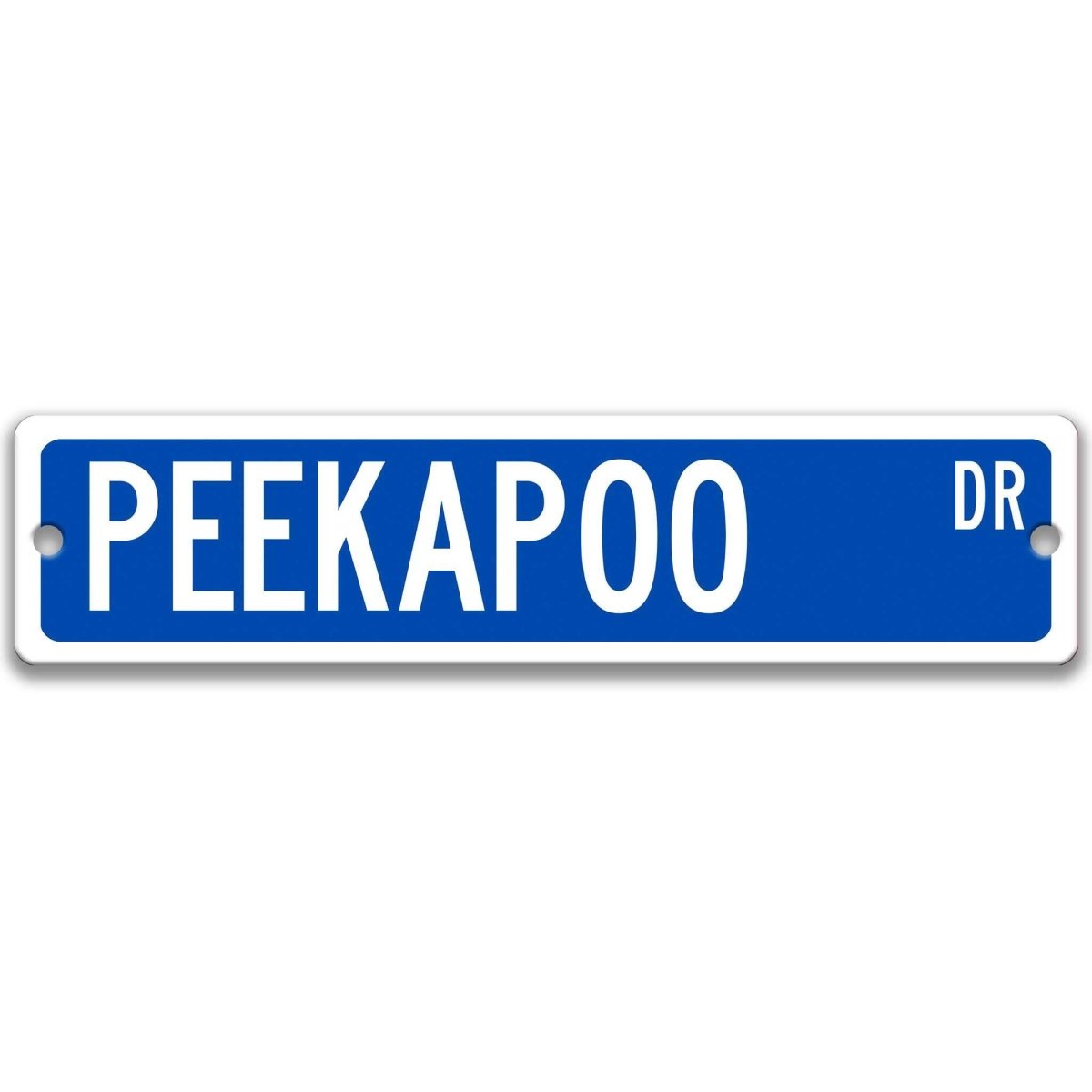 Green Peekapoo DR aluminum street sign with white lettering