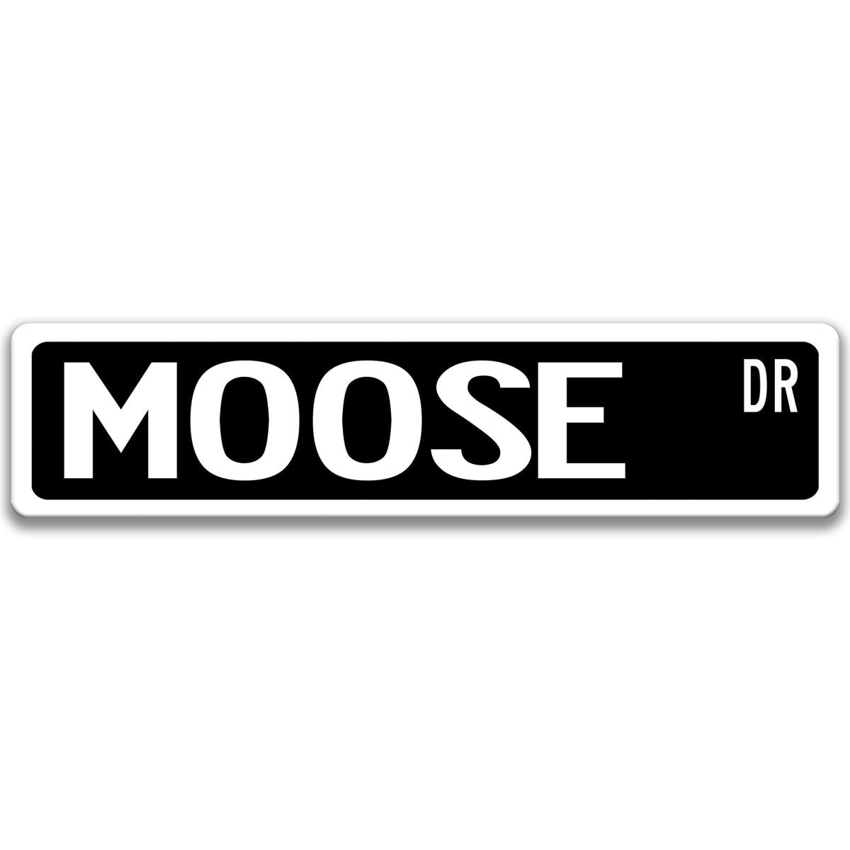 Moose metal street sign in black background
