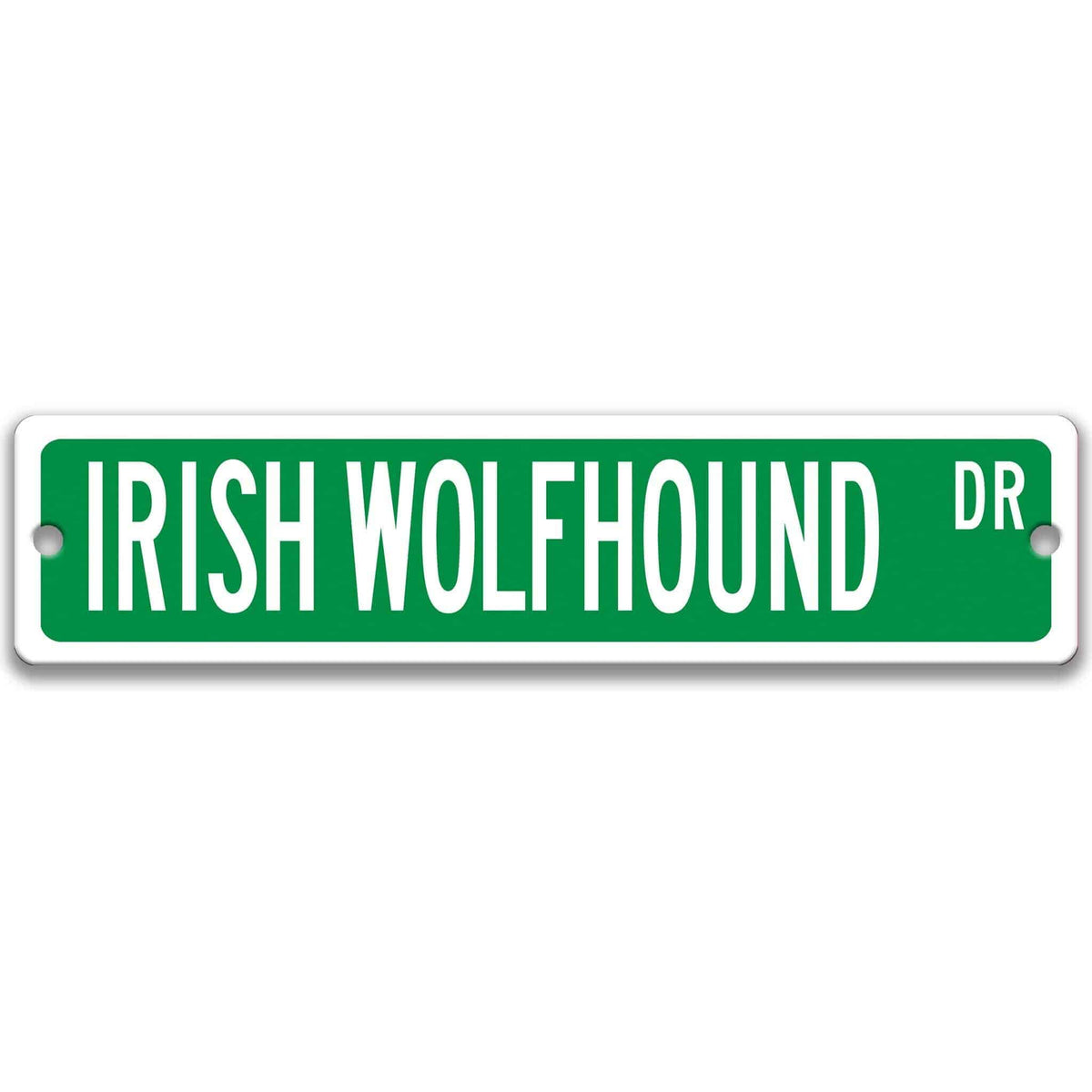 Gray Irish Wolfhound DR aluminum street sign with black lettering