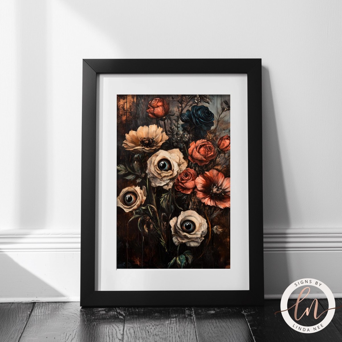 Vibrant floral arrangement with roses and lilies on a dark background