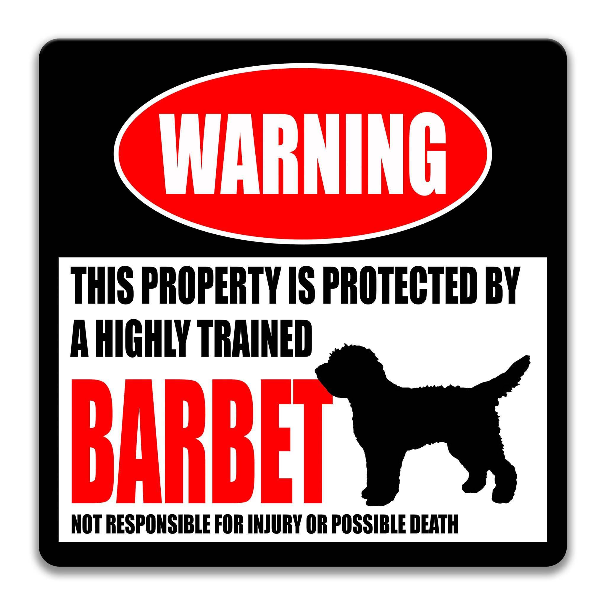 Barbet Warning Sign - Funny Decor for Algarvian Water Dog Lovers - Funny Dog SignsAlgarvian Water Dog
