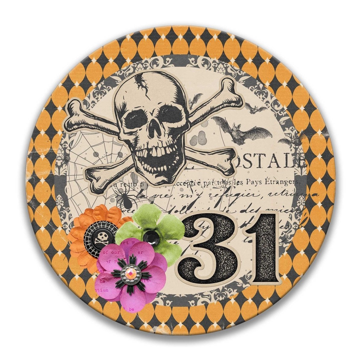 Skull & Bones Halloween Wreath Sign