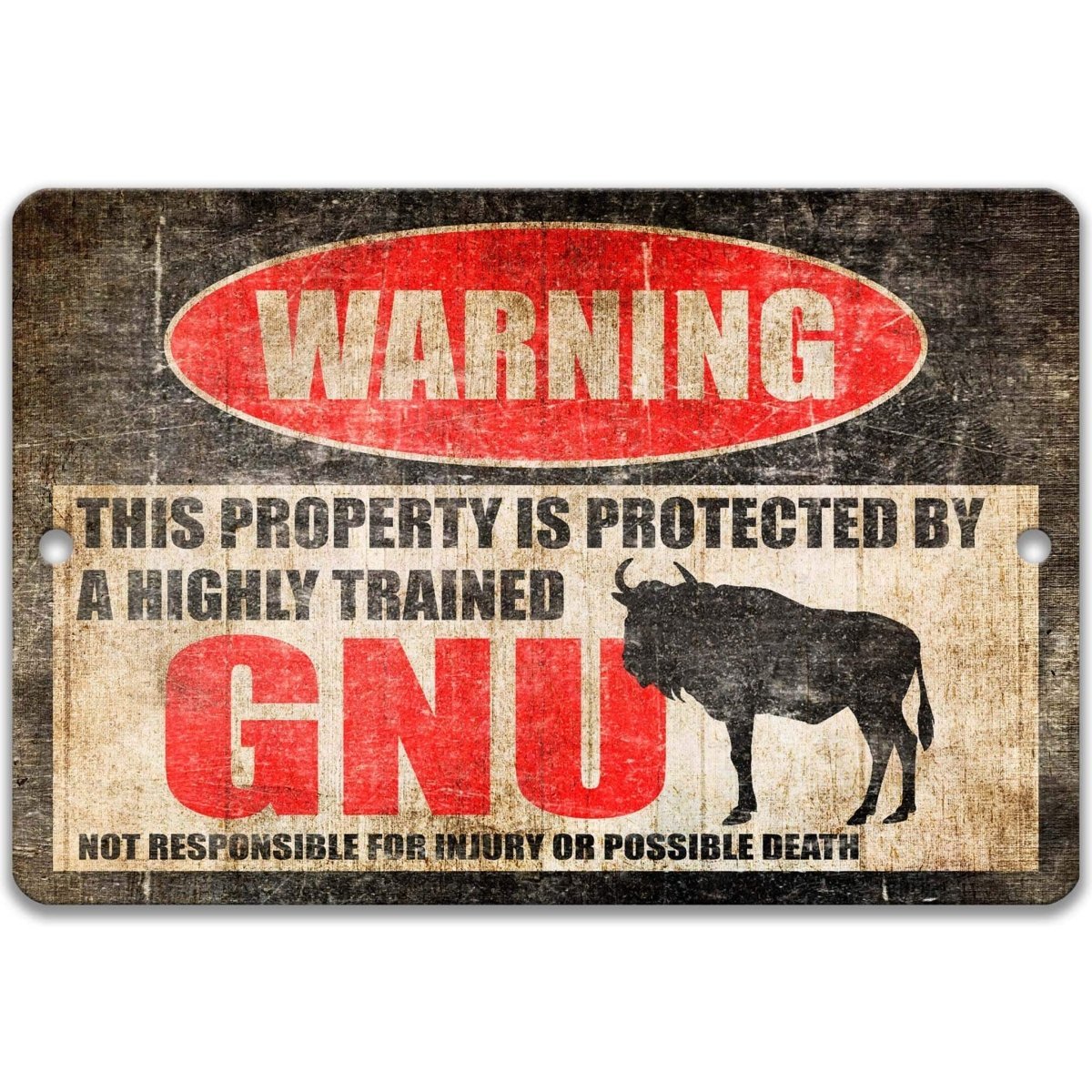 Gnu Safari Animal Warning Sign