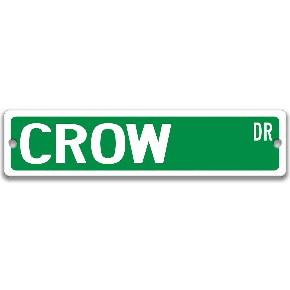 Crow metal street sign, yellow background, with crow silhouette design