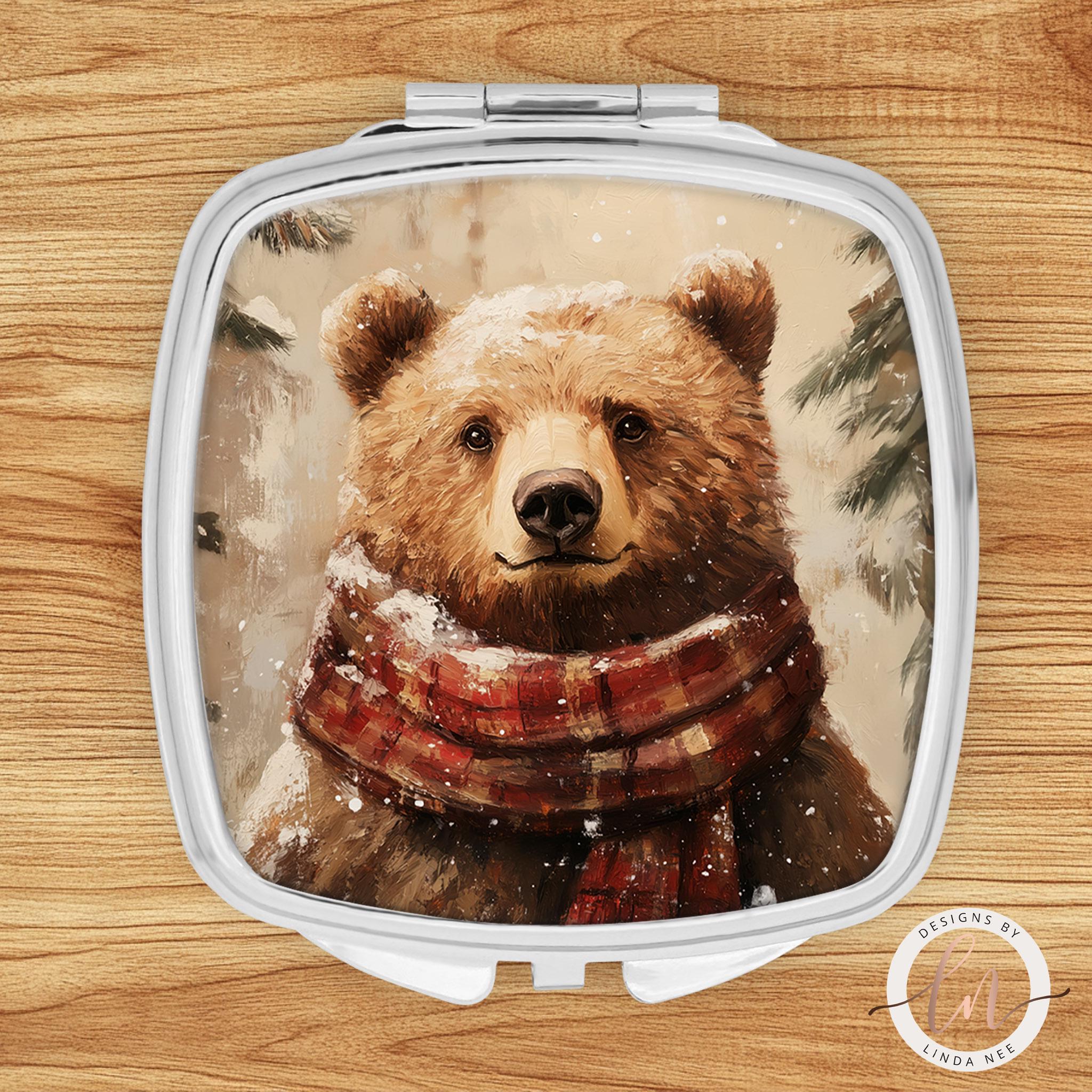 Bear Compact Mirror - Rustic Nature Cottagecore Giftanthropomorphic