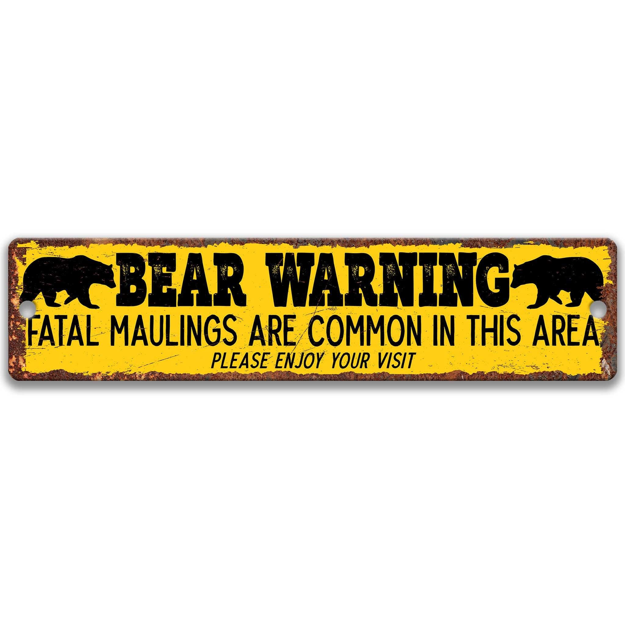 Bear Warning Funny Metal Sign, Rusty Metal Grizzly Bear Sign, Black Bear Sign, Brown Bearanimal