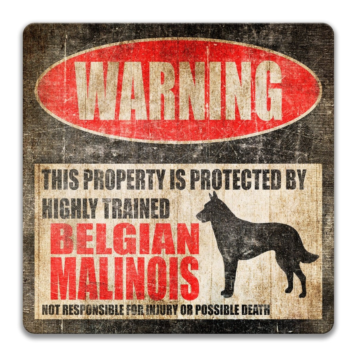 Belgian Malinois Yard Warning Sign
