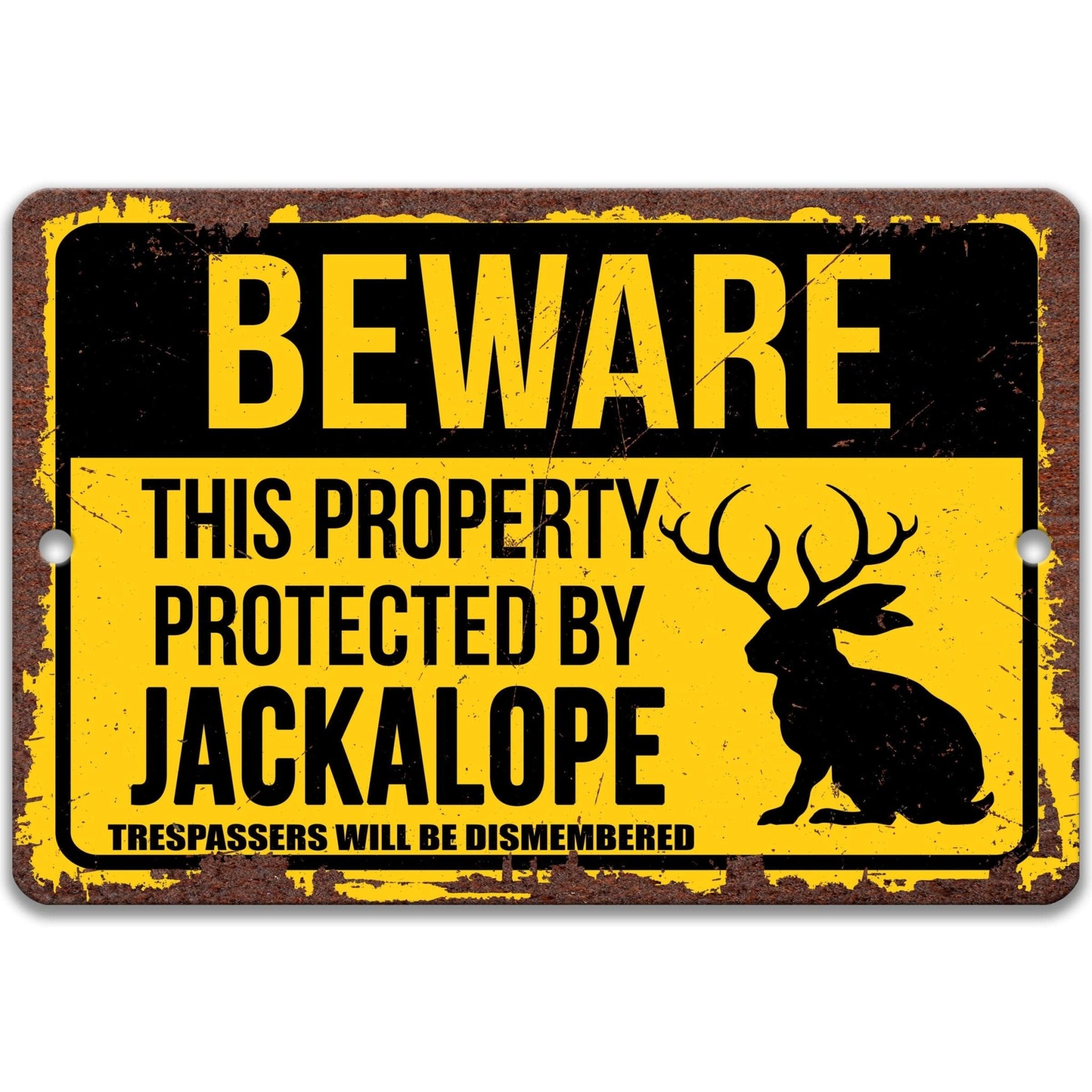 Beware This Property Protected by Jackalope No Trespassing Metal Signanimal