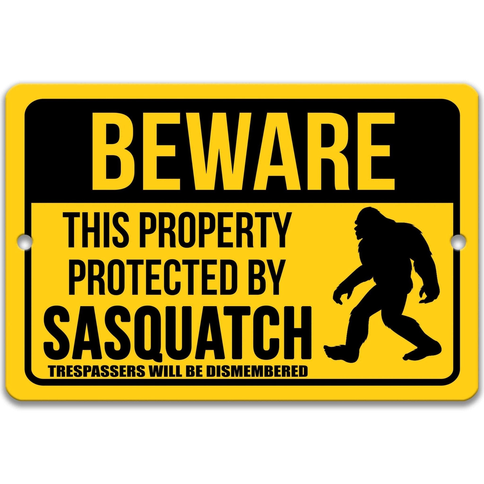 Beware This Property Protected by Sasquatch No Trespassing Metal Signanimal
