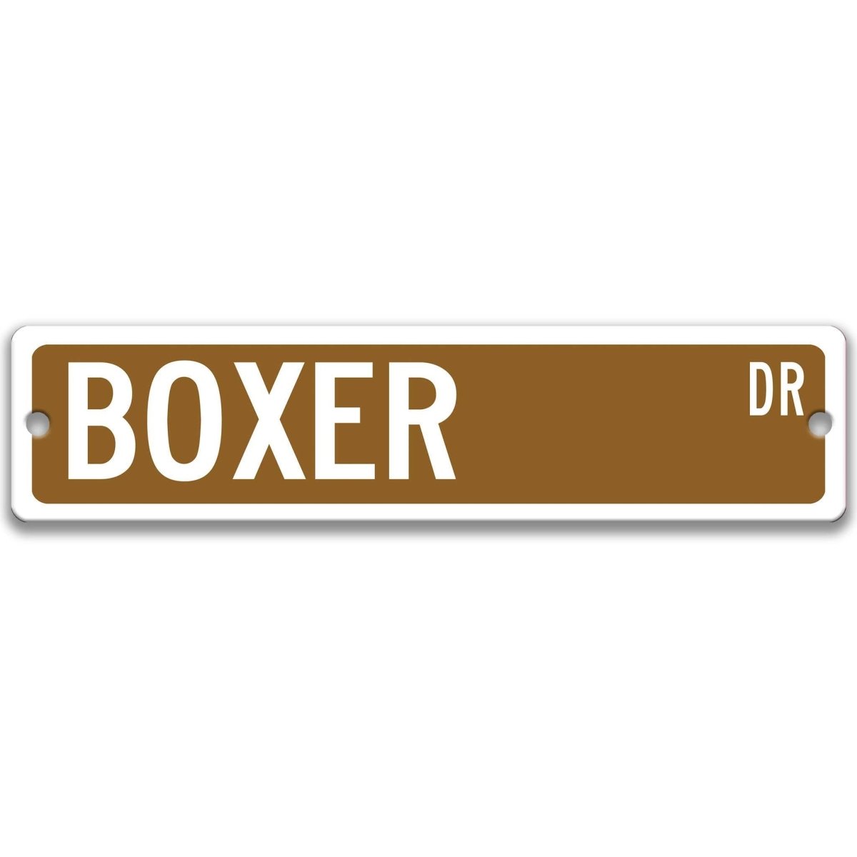 Red Boxer Dog DR aluminum street sign with white lettering