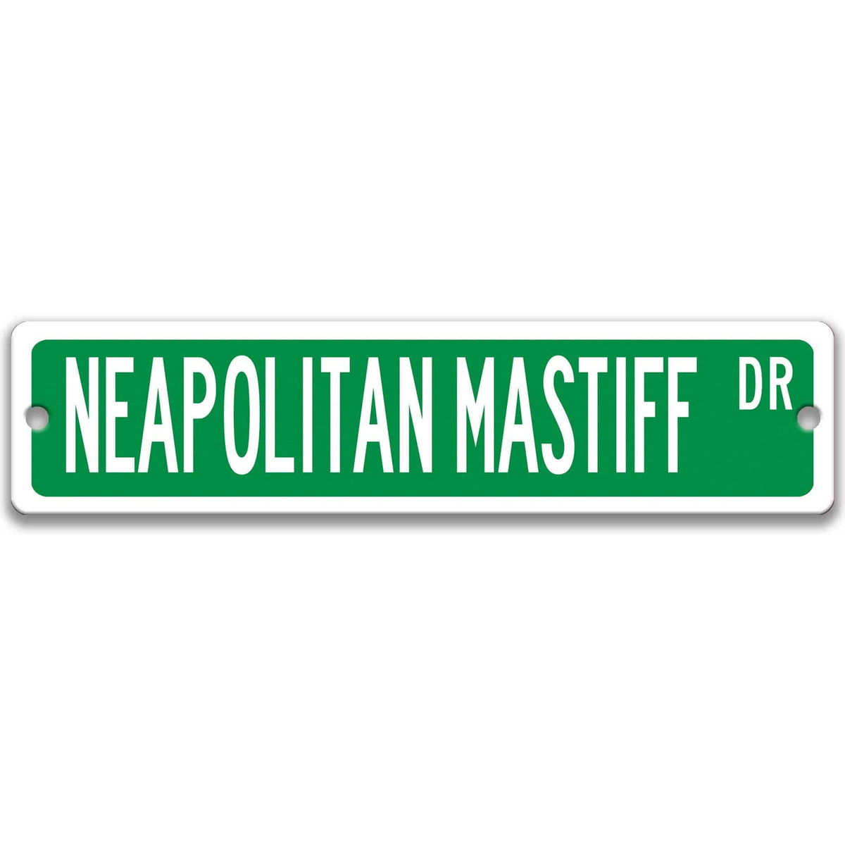 Gray Neapolitan Mastiff DR aluminum street sign with black lettering