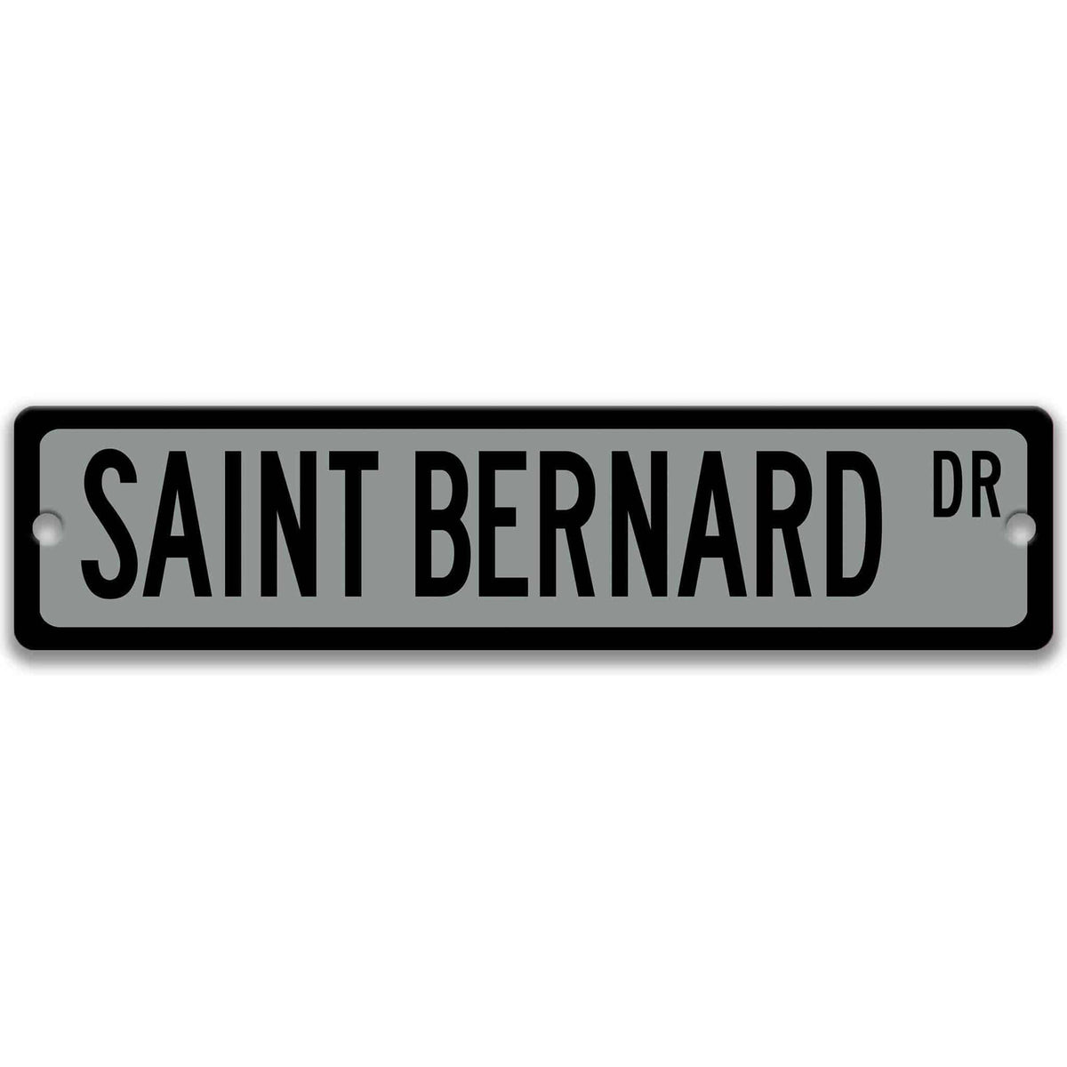 Green Saint Bernard DR aluminum street sign with white lettering