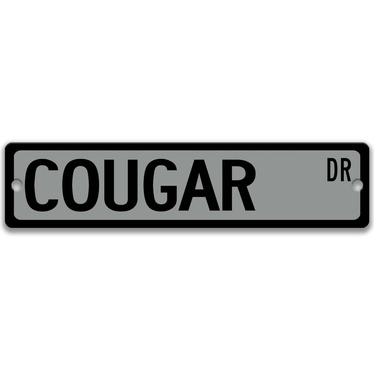 Cougar metal street sign in gray background