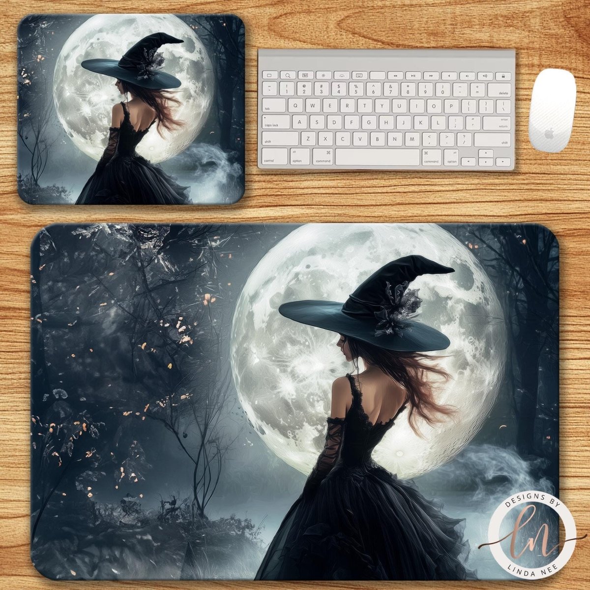Full Moon Witch Mouse Pad & Desk Mat