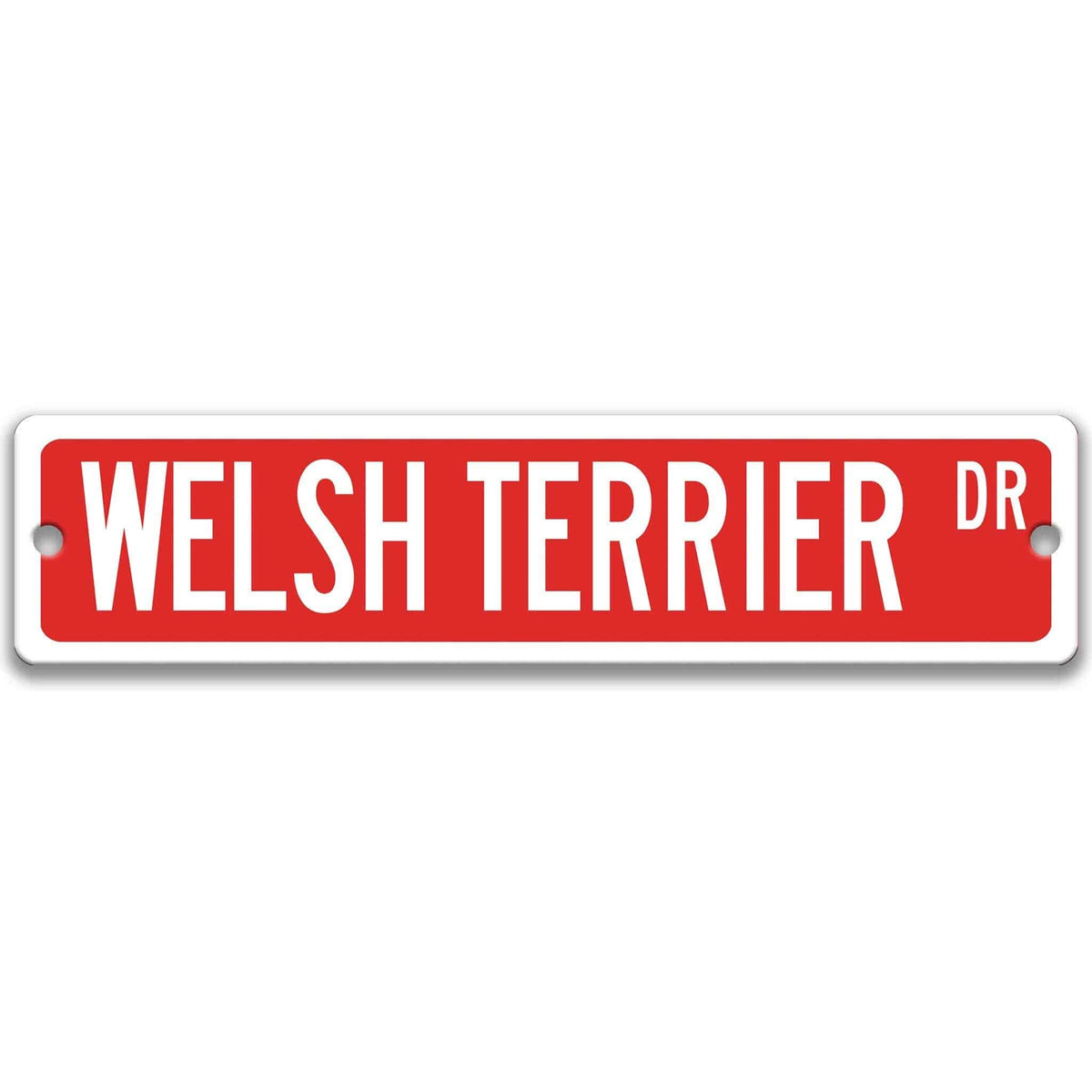 Brown Welsh Terrier DR aluminum street sign with white lettering